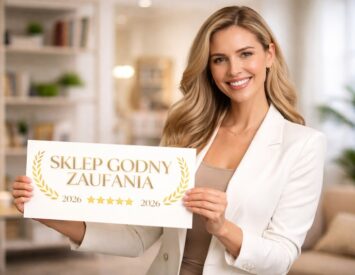 Przedsiębiorczyni trzymająca certyfikat Sklep Godny Zaufania 2026